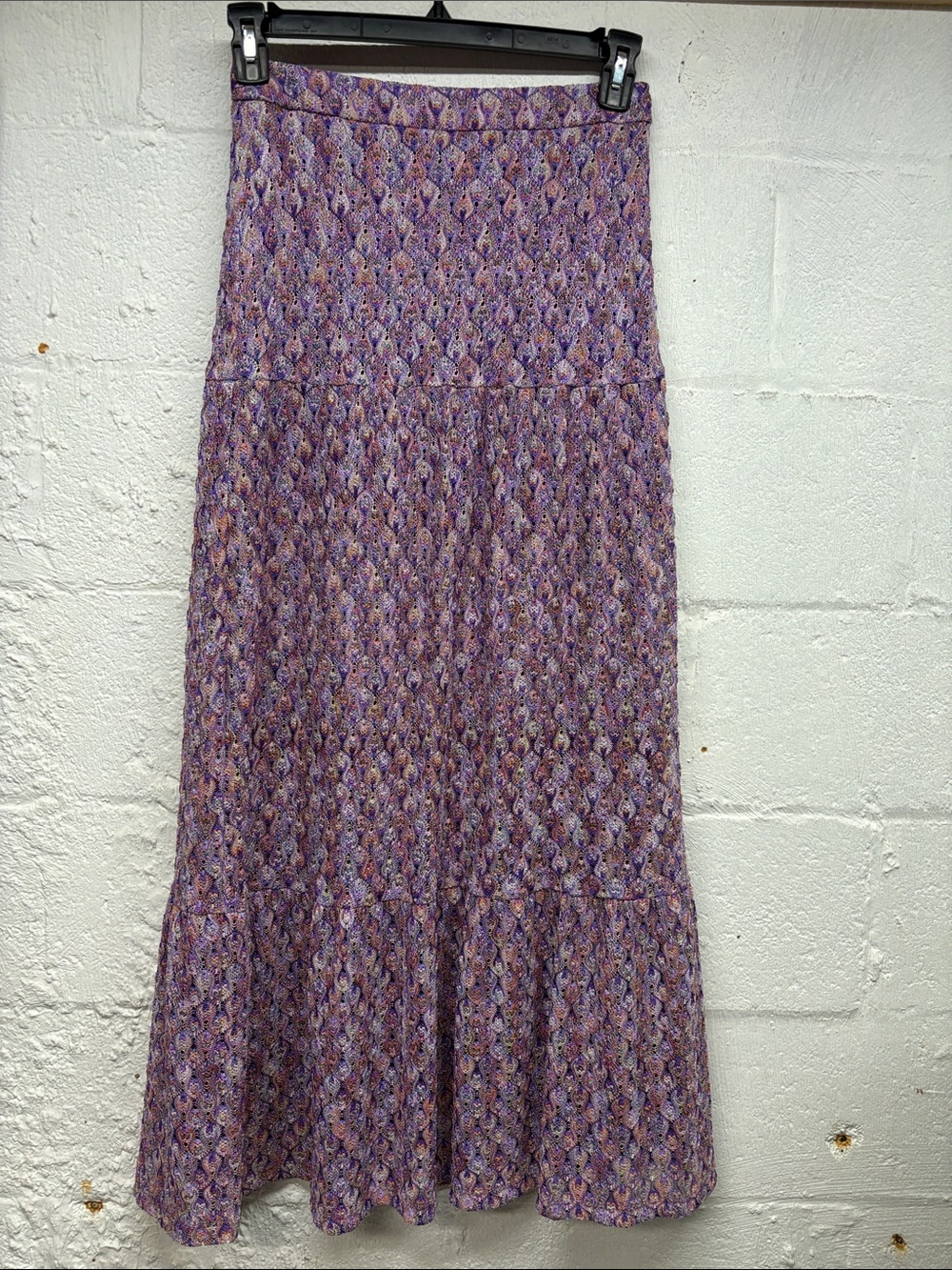 Trina Turk multi colored purple maxi skirt size 0 boho